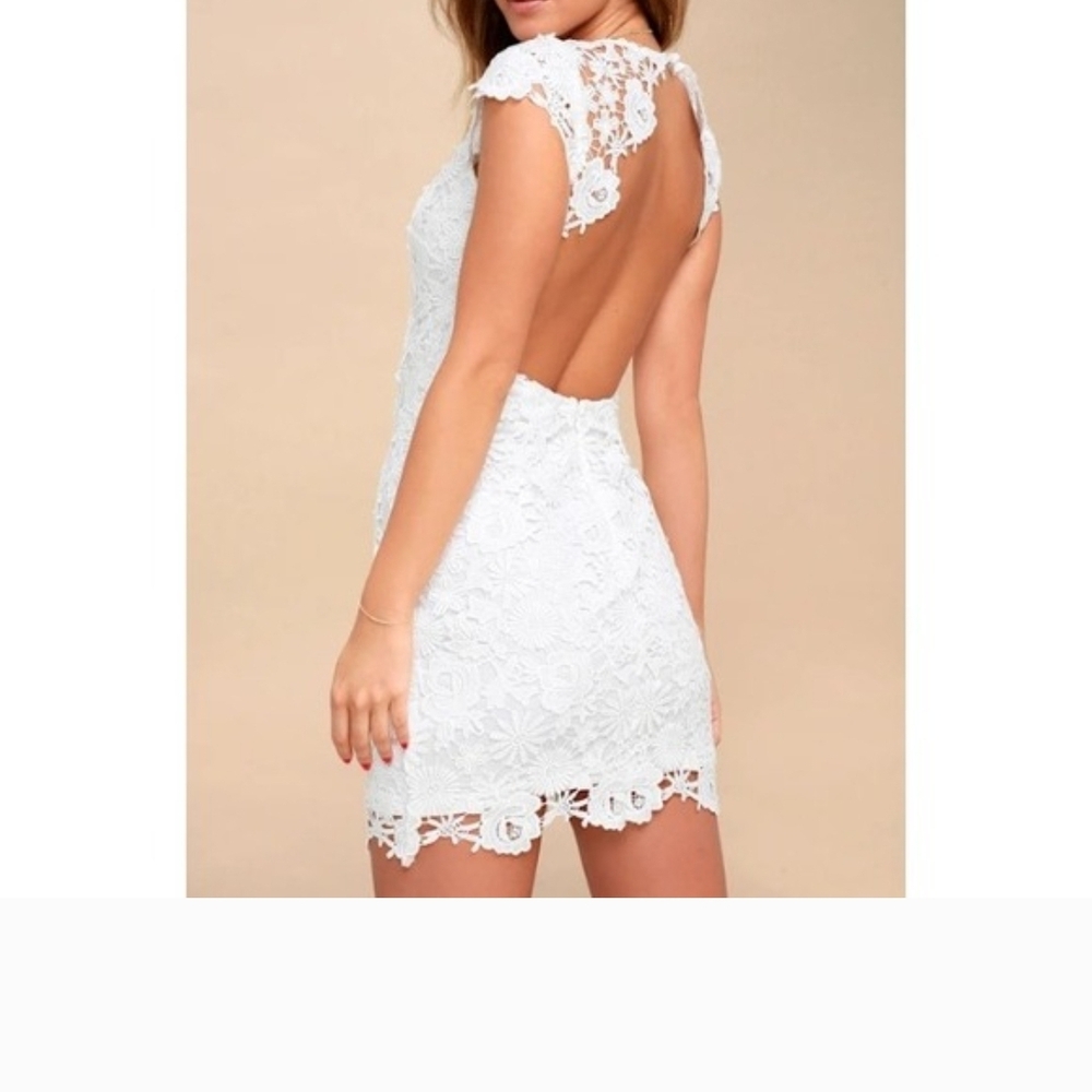 Lulu's White Lace Backless Dress